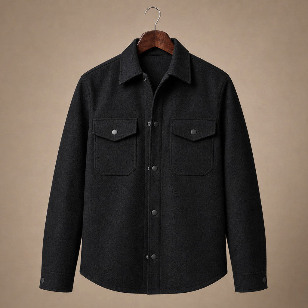 Bleron | Overshirt Jacket Brushed Relaxed Fit Black – Product Photo