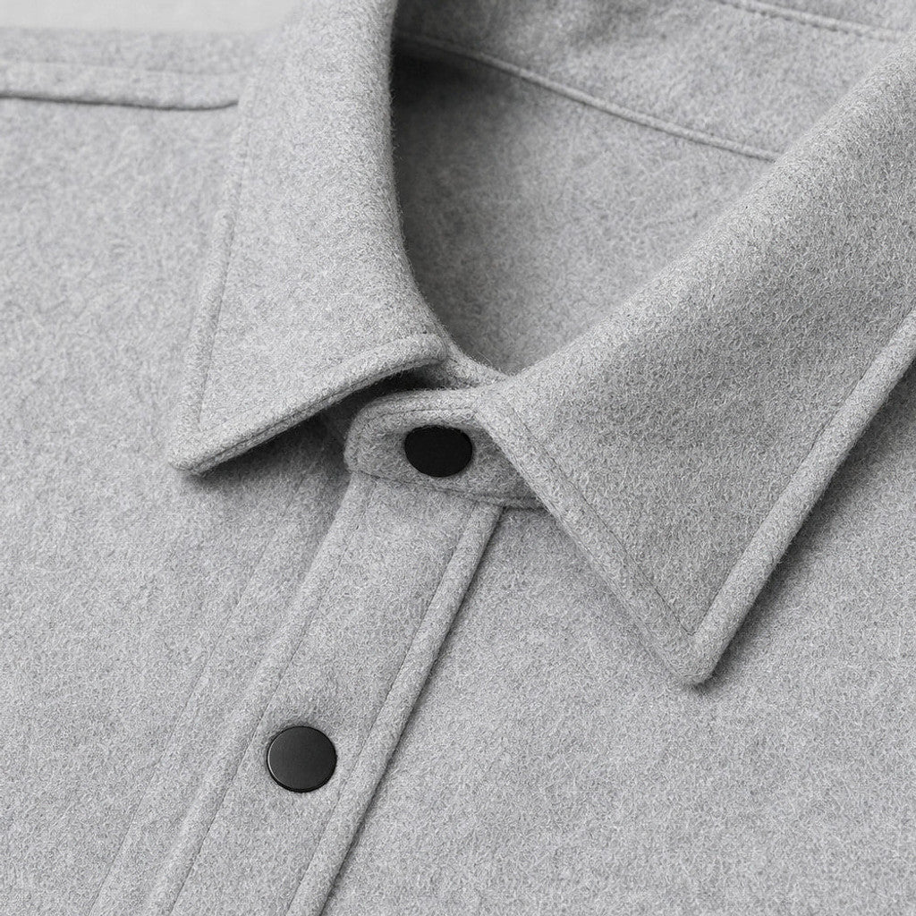 Bleron | Overshirt Jacket Brushed Relaxed Fit Grey – Fabric and Detail Close-Up