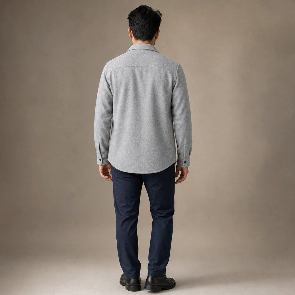 Bleron | Overshirt Jacket Brushed Relaxed Fit Grey – Full Look