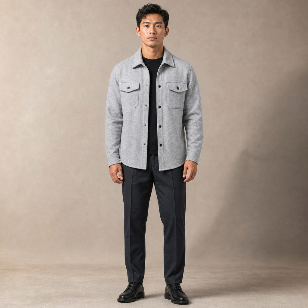 Bleron | Overshirt Jacket Brushed Relaxed Fit in Grey – Premium Editorial