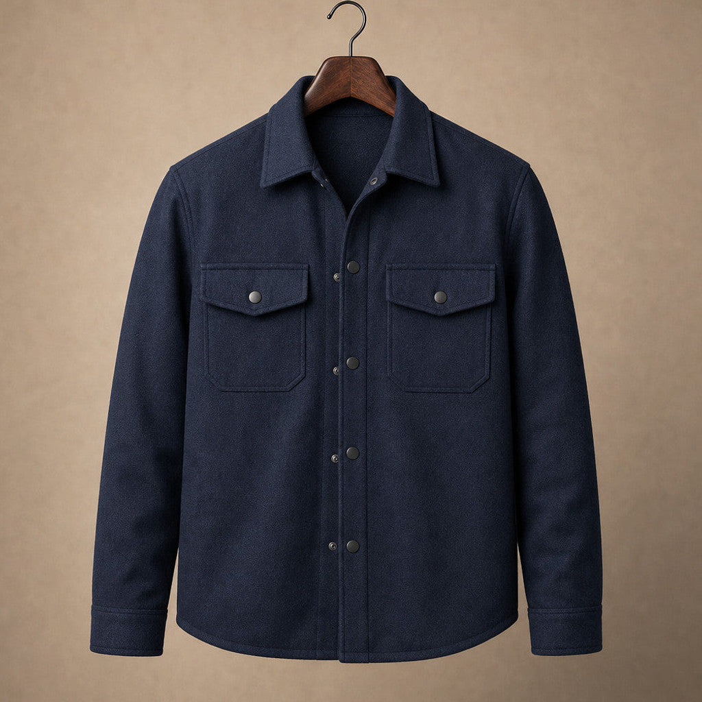 Bleron | Overshirt Jacket Brushed Relaxed Fit Navy – Product Photo