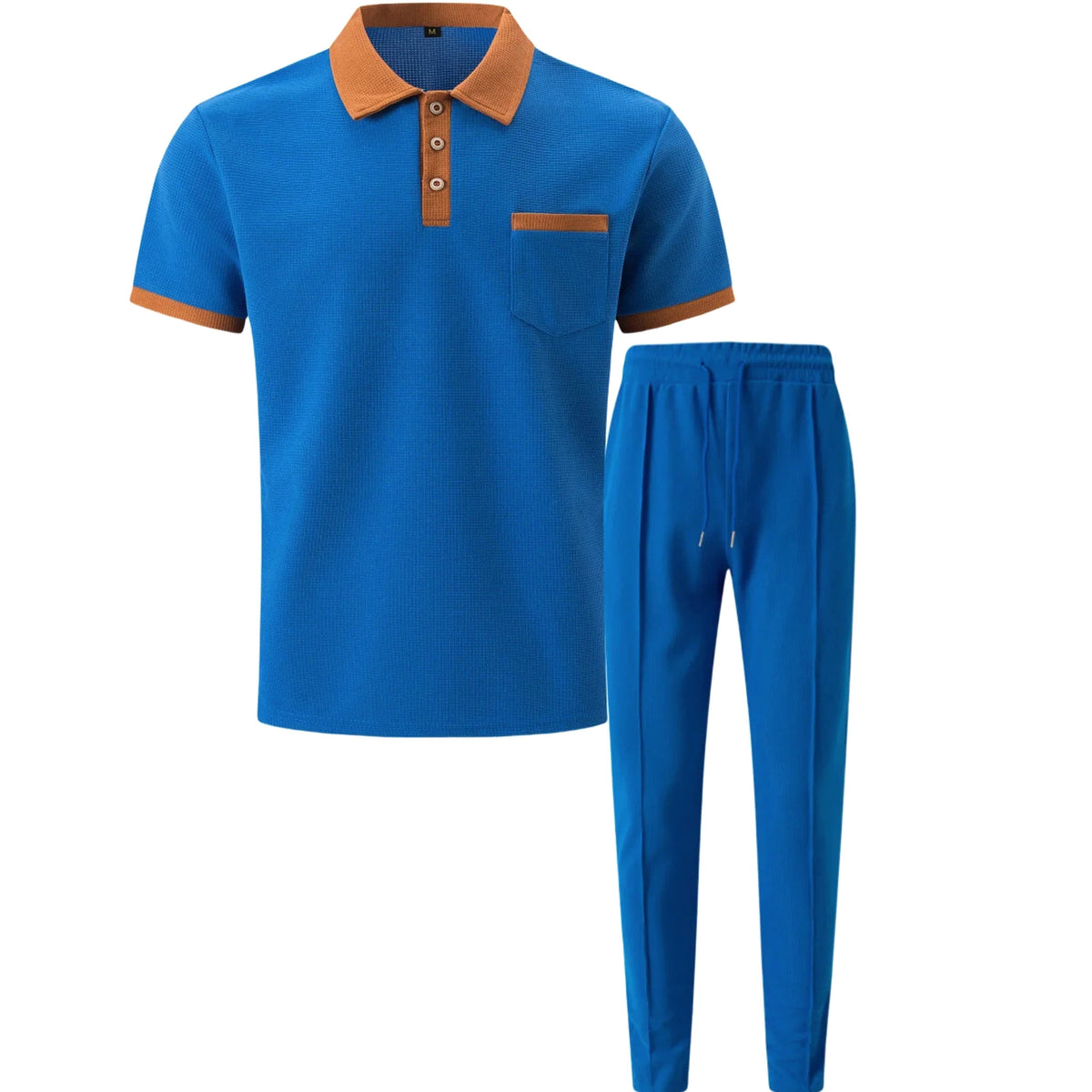 Falcren | Matching Set Waffle Knit Polo Straight-Leg Trousers