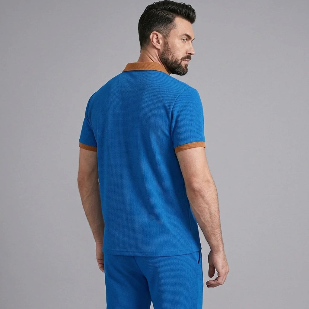 Falcren | Matching Set Waffle Knit Polo Straight-Leg Trousers