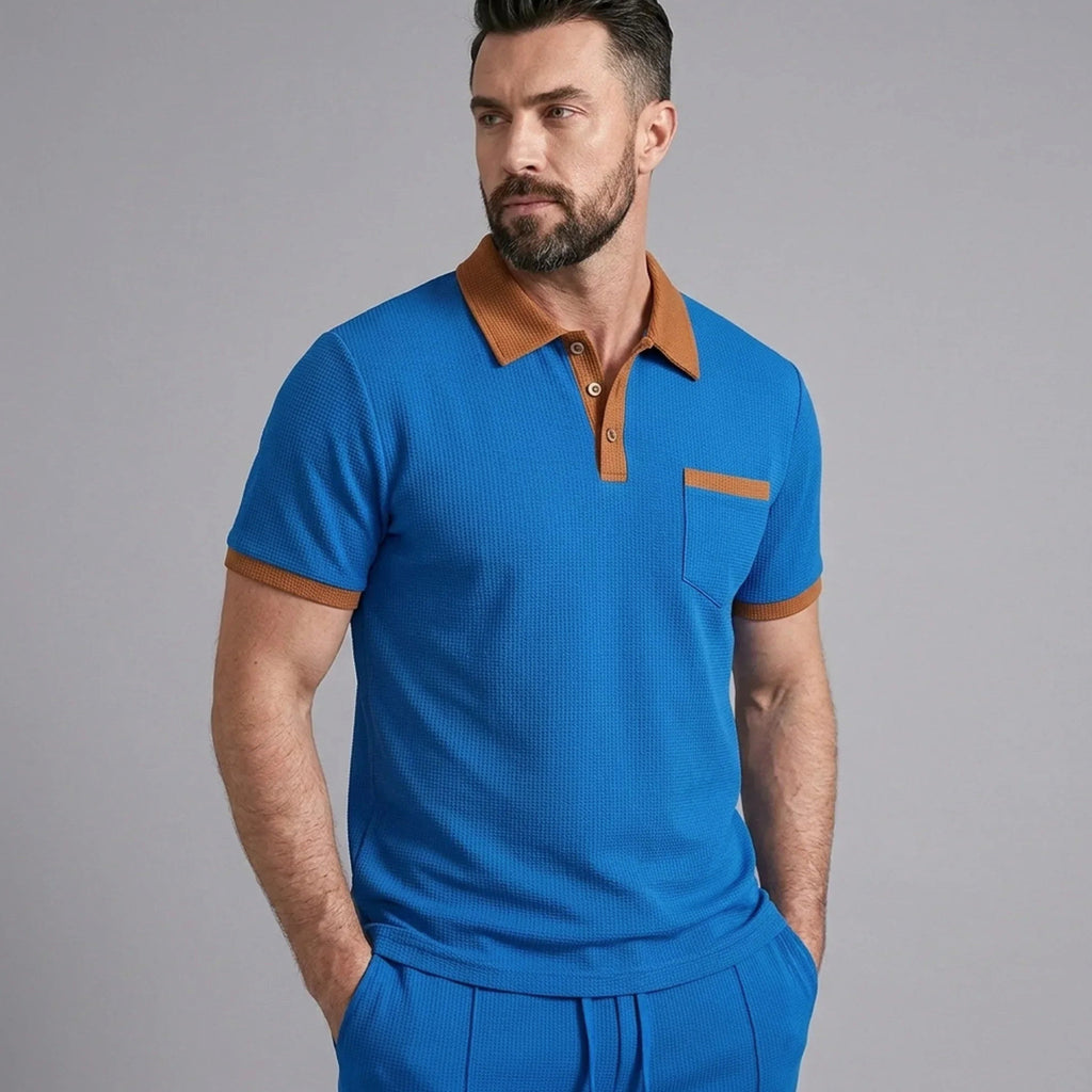Falcren | Matching Set Waffle Knit Polo Straight-Leg Trousers