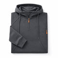 Graphic Hoodie Half-Zip Pullover with Kangaroo Pocket Dark Gray – Product Photo