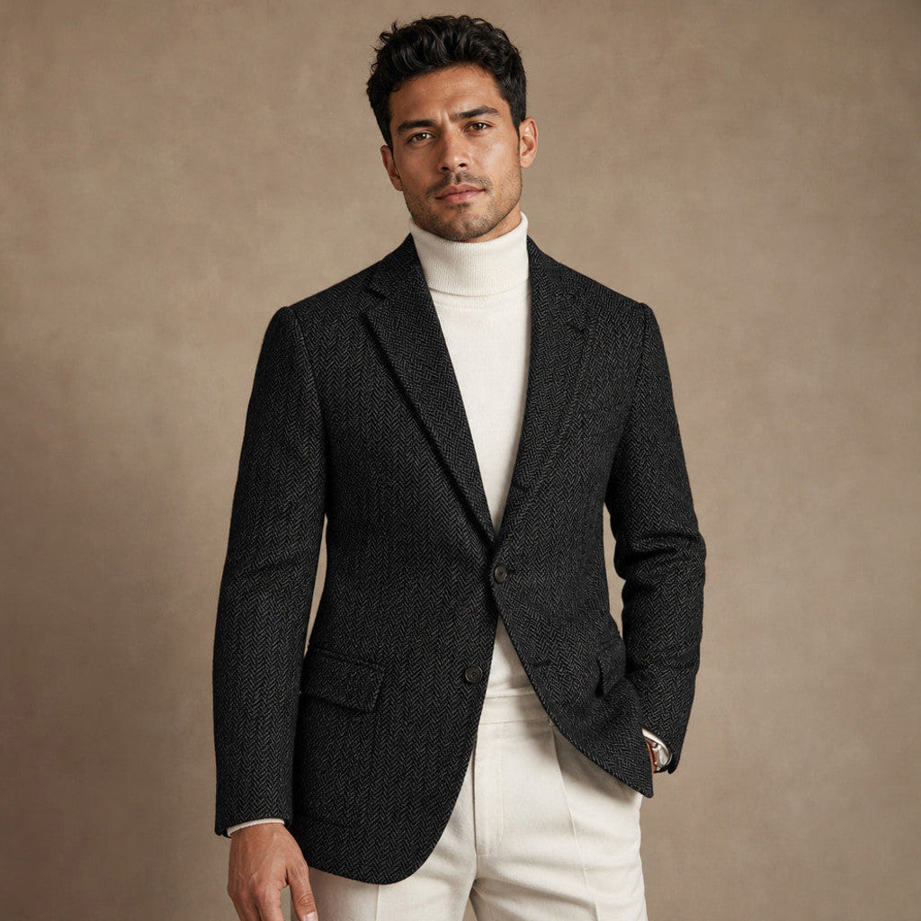 Bolex | Herringbone Blazer Regular Fit Black – Product Photo