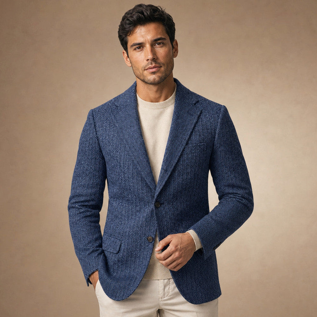 Bolex | Herringbone Blazer Regular Fit Blue – Product Photo
