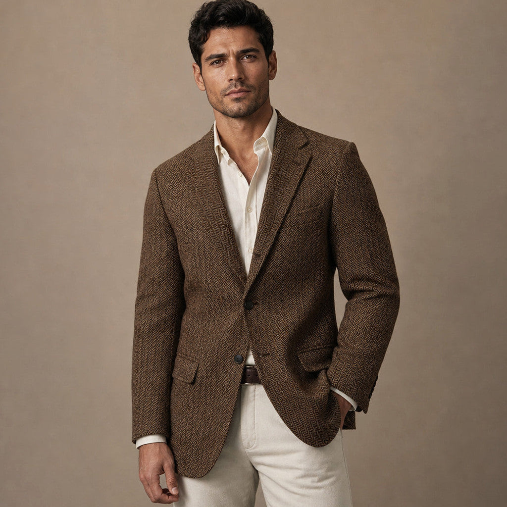 Bolex | Herringbone Blazer Regular Fit Brown – Product Photo