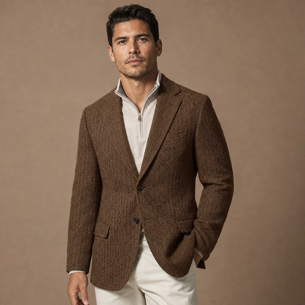 Bolex | Herringbone Blazer Regular Fit in Brown – Premium Editorial