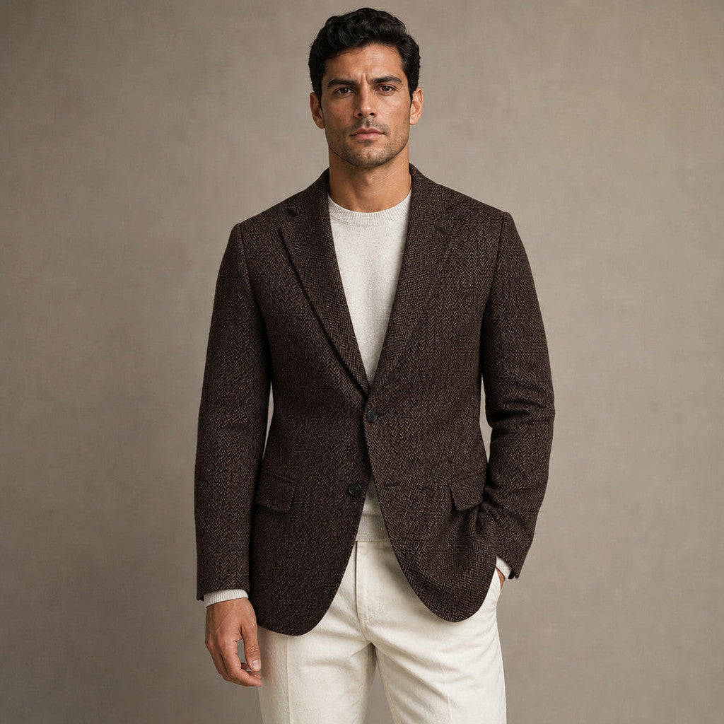 Bolex | Herringbone Blazer Regular Fit Coffee – Product Photo