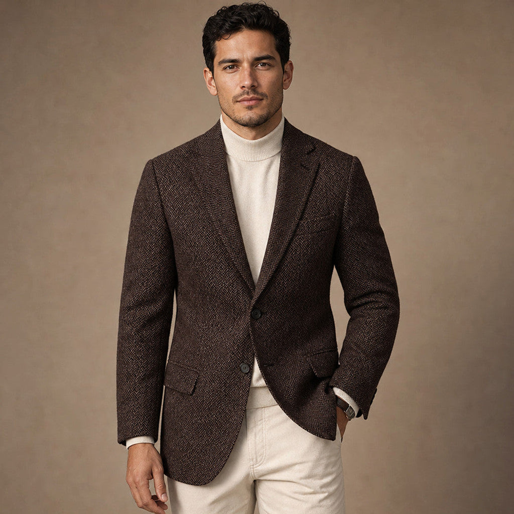 Bolex | Herringbone Blazer Regular Fit in Coffee – Premium Editorial