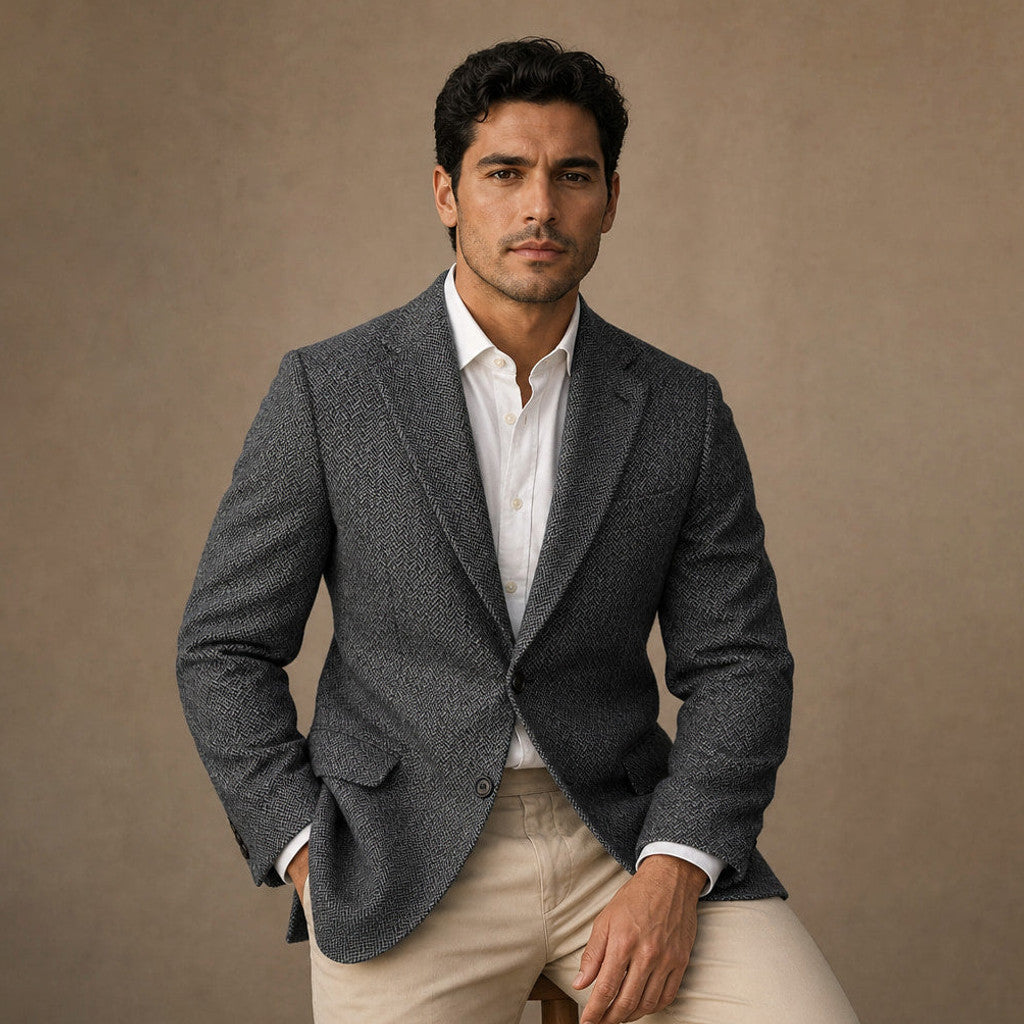 Bolex | Herringbone Blazer Regular Fit Dark Gray – Product Photo