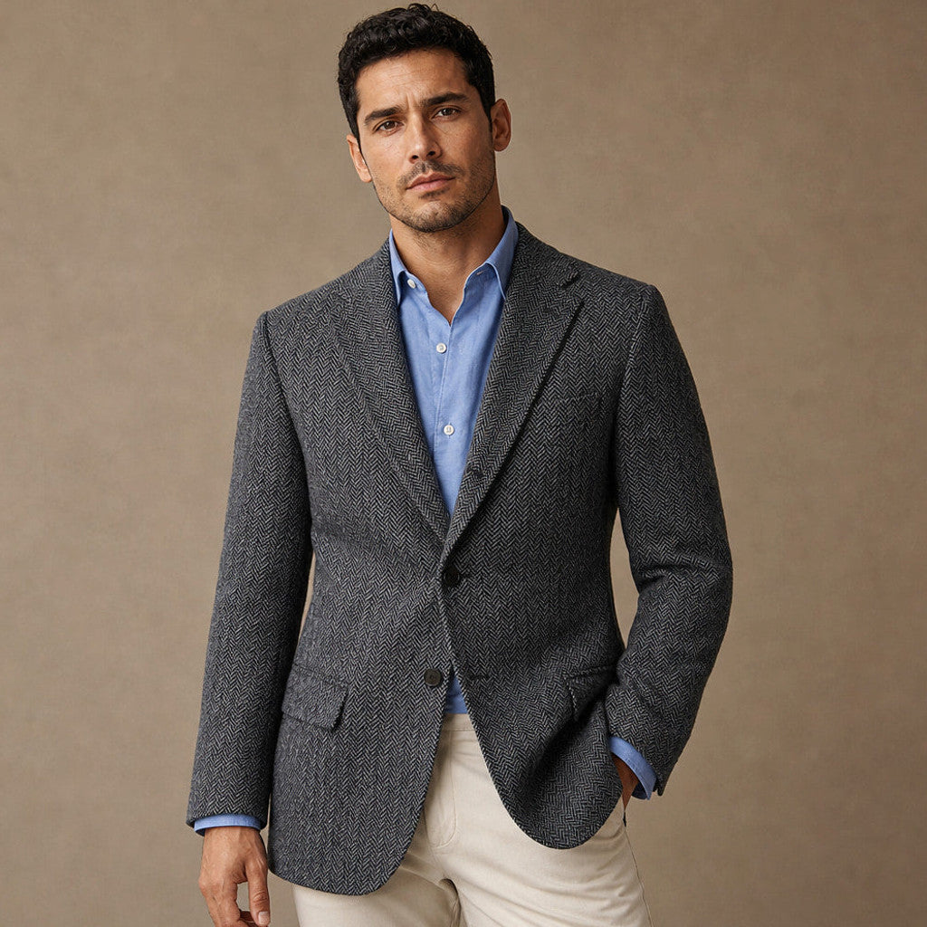 Bolex | Herringbone Blazer Regular Fit in Dark Gray – Premium Editorial