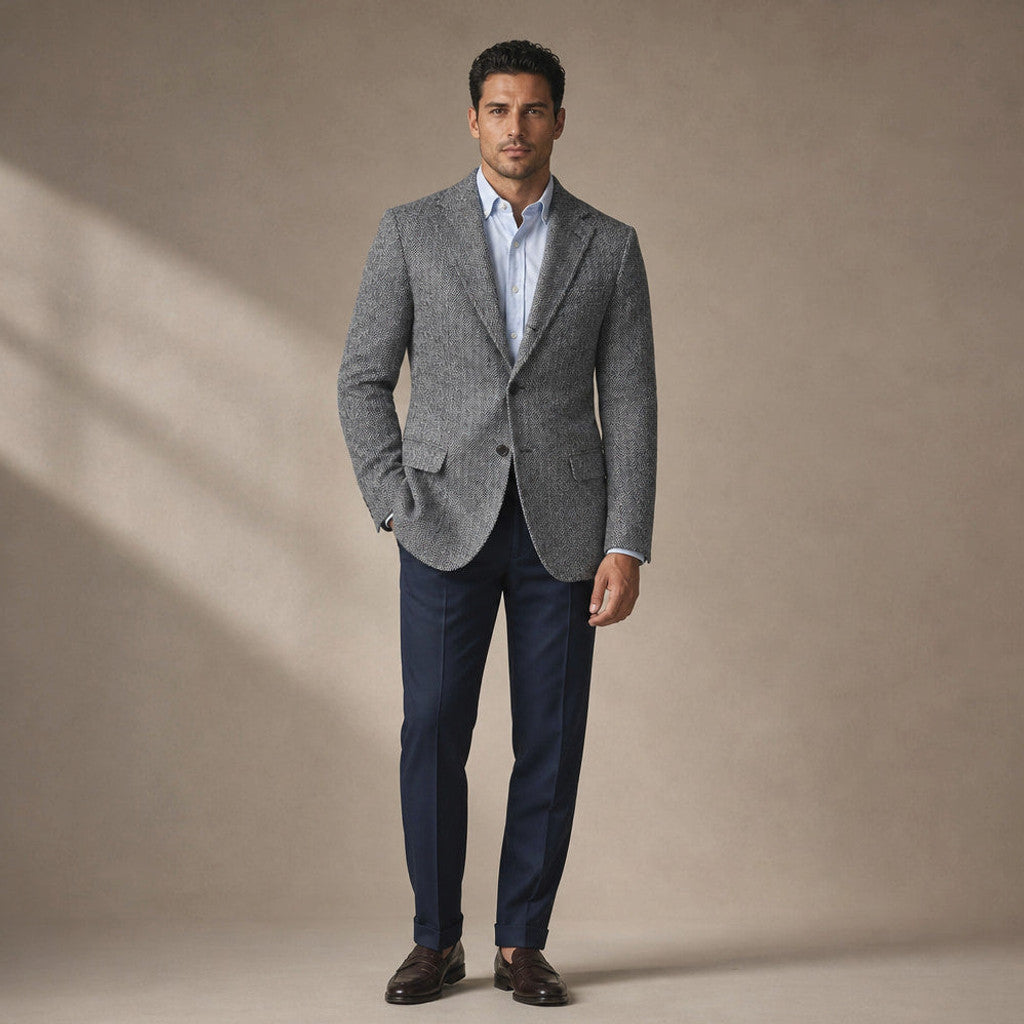 Bolex | Herringbone Blazer Regular Fit Grey – Full Look