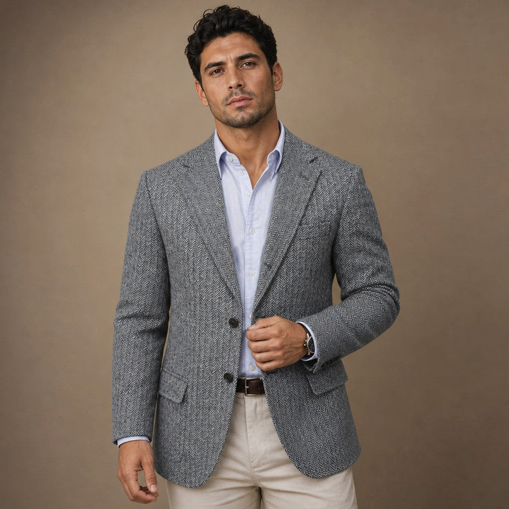 Bolex | Herringbone Blazer Regular Fit Grey – Product Photo