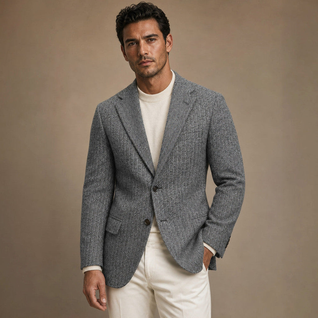 Bolex | Herringbone Blazer Regular Fit in Grey – Premium Editorial