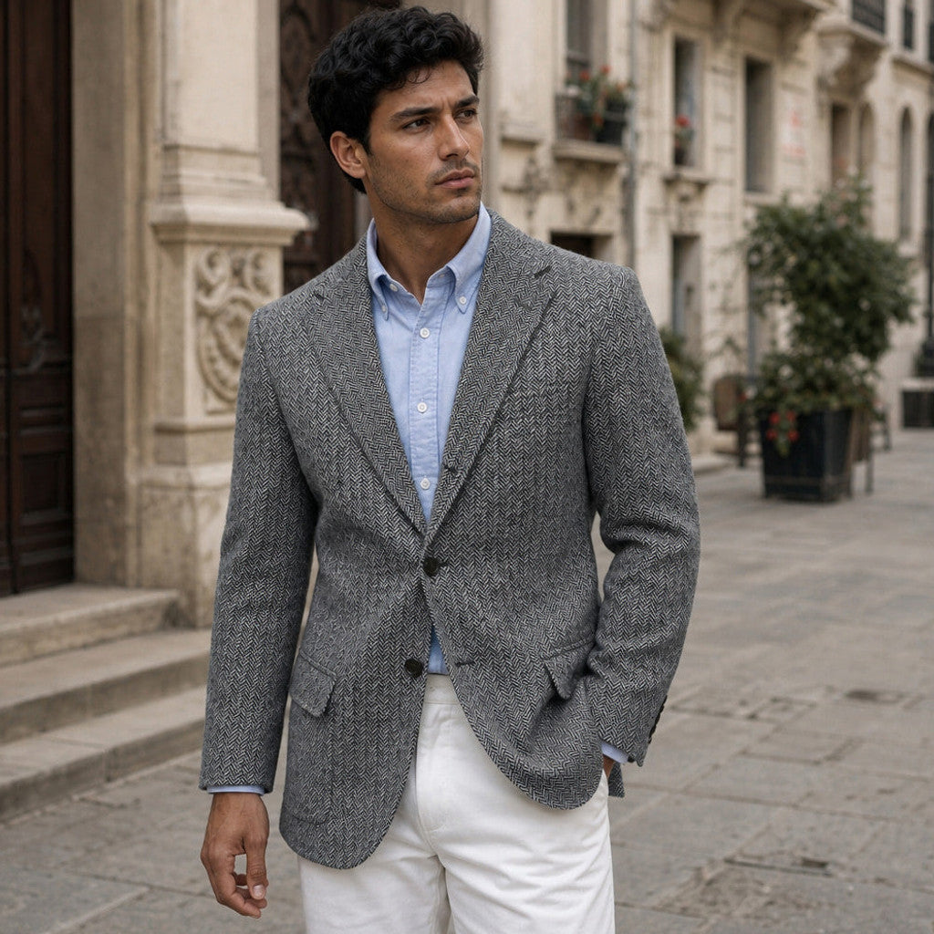 Bolex | Herringbone Blazer Regular Fit Grey – Styled Editorial Shot