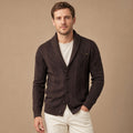 Cardigan Geometric Jacquard Shawl Collar Coffee – Product Photo