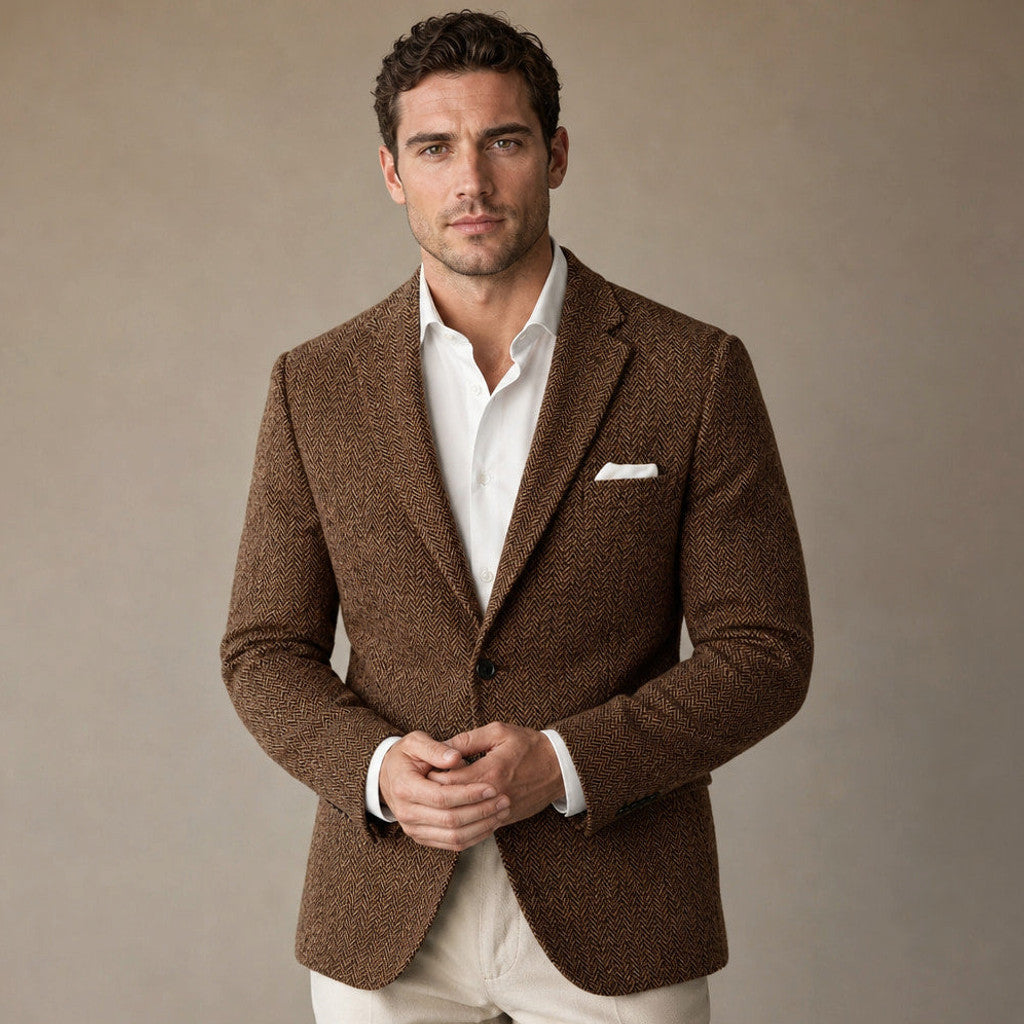 Bracken | Herringbone Blazer Slim Fit Brown – Product Photo