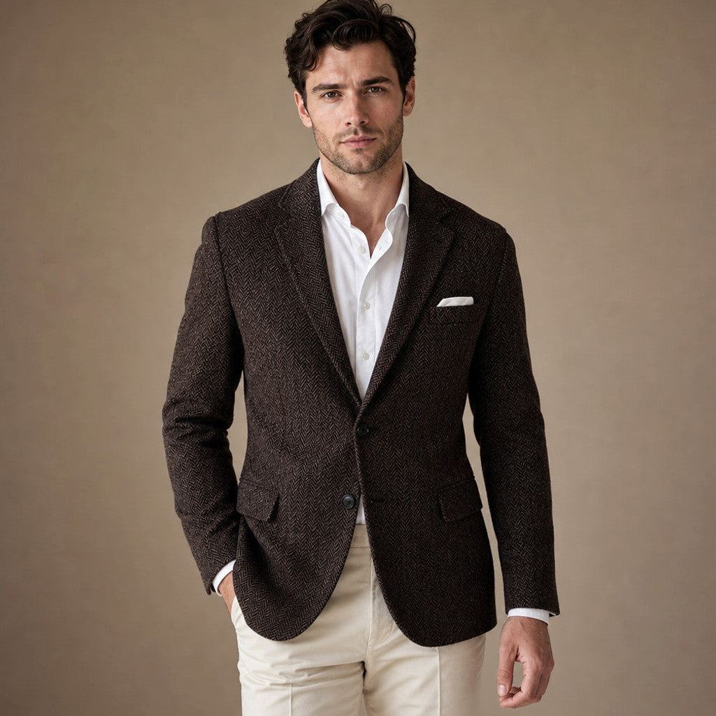Bracken | Herringbone Blazer Slim Fit Coffee – Product Photo
