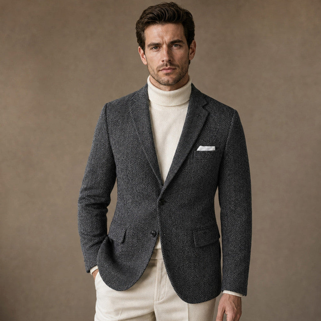 Bracken | Herringbone Blazer Slim Fit in Dark Gray – Premium Editorial