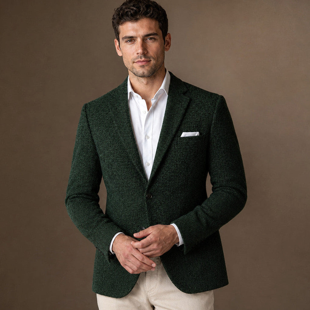 Bracken | Herringbone Blazer Slim Fit Dark Green – Product Photo