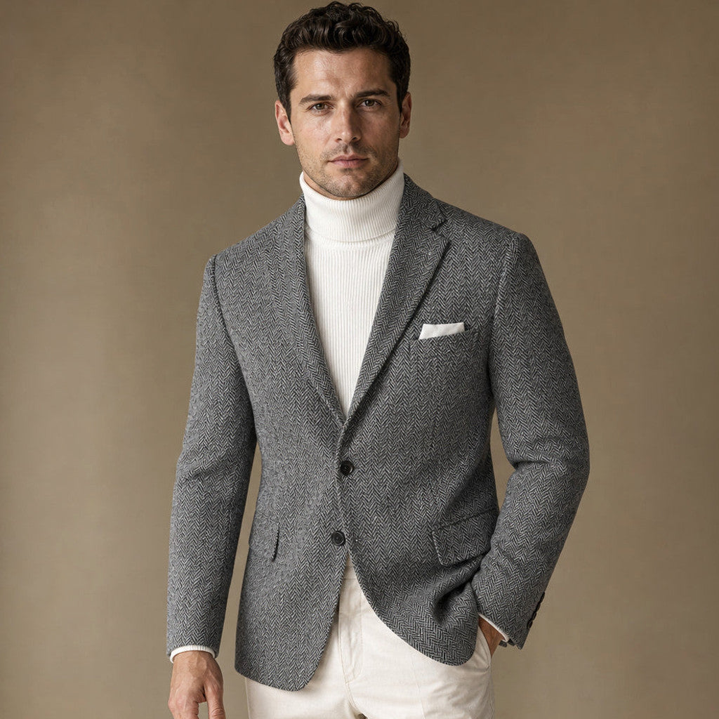Bracken | Herringbone Blazer Slim Fit in Grey – Premium Editorial