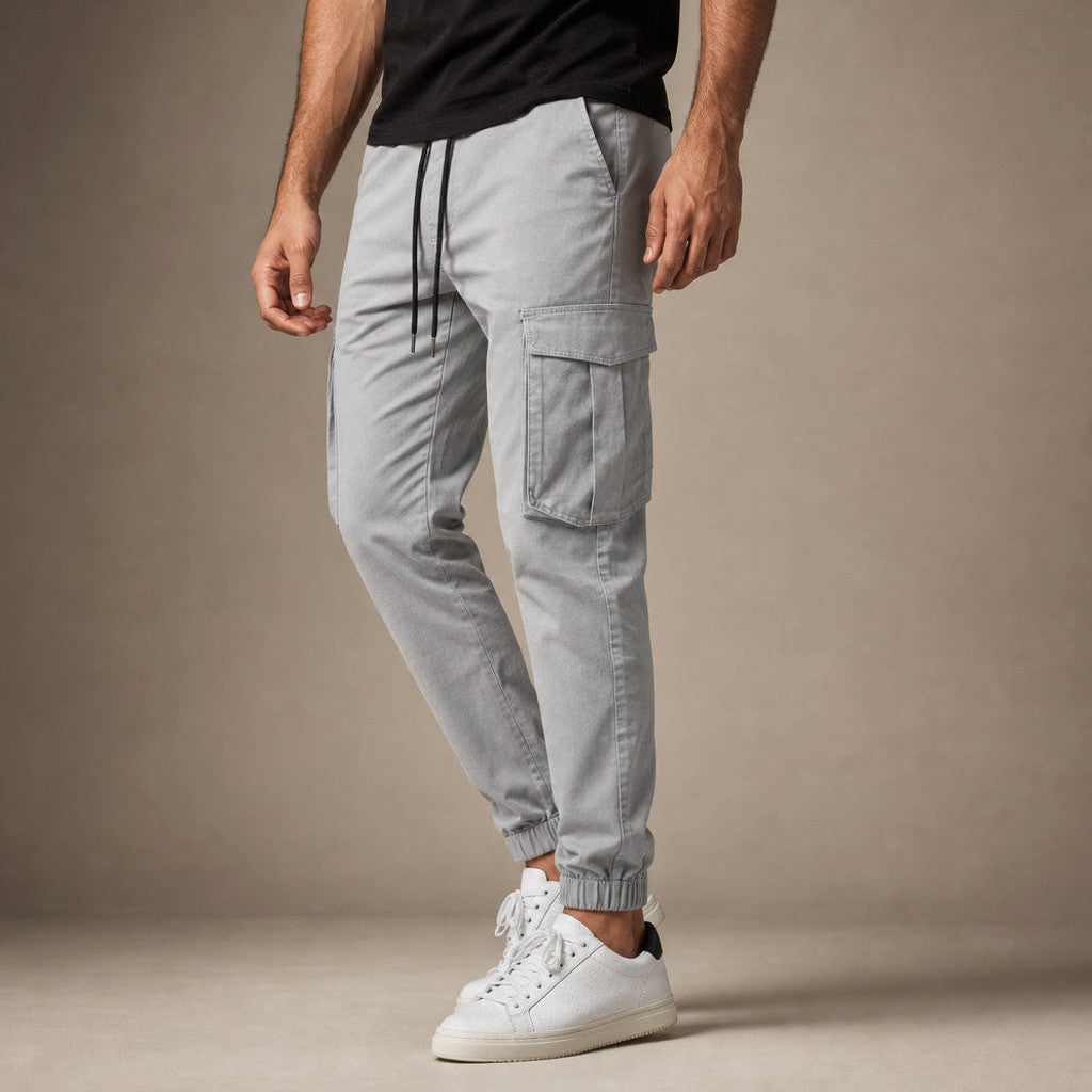 Brackley | Cargo Pants Tapered Jogger Grey – Side Angle View