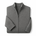 Cardigan Zip Neck Textured Knit Gray – Product Photo