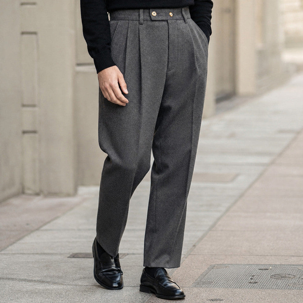 Bralon | Dress Trousers Stretch Cotton Twill Grey – Styled Editorial Shot