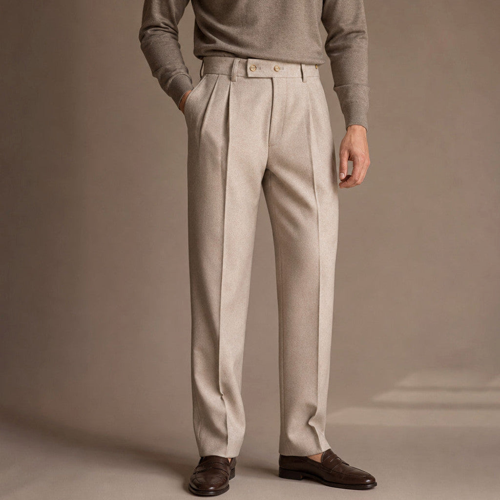 Bralon | Dress Trousers Stretch Cotton Twill Khaki – Product Photo