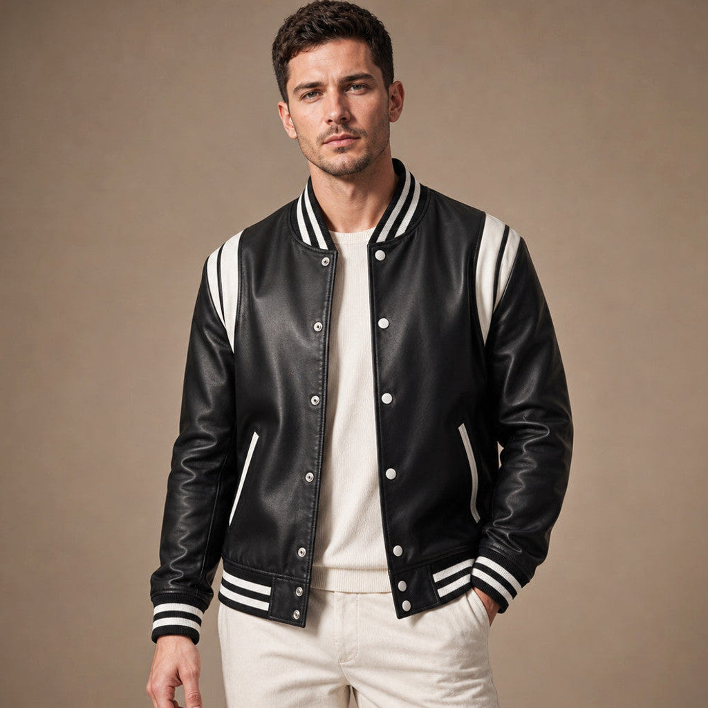 Brampton | Varsity Jacket Sheepskin Black in Black – Premium Editorial