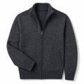 Cardigan Zip Front Ribbed Cuffs Long Sleeve Gray – Product Photo