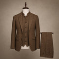 Braxton | Herringbone Waistcoat Stand Collar Brown – Product Photo