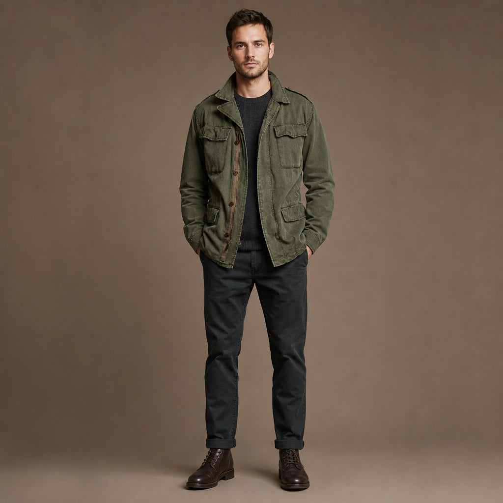 Field Jacket Multi-Pocket Vintage Utility Green – Full Look