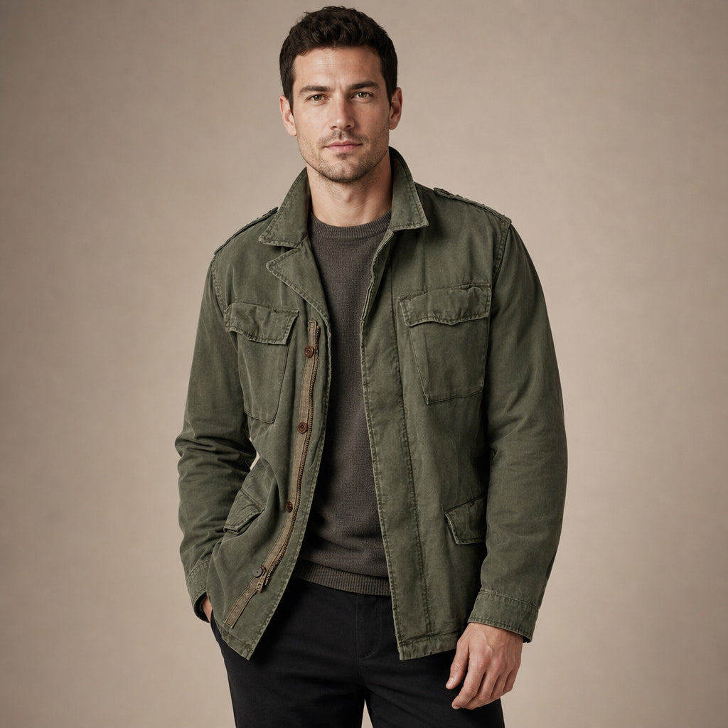 Field Jacket Multi-Pocket Vintage Utility Green – Product Photo