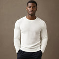 Bretto | Waffle Knit T Shirt Long Sleeve in White – Premium Editorial