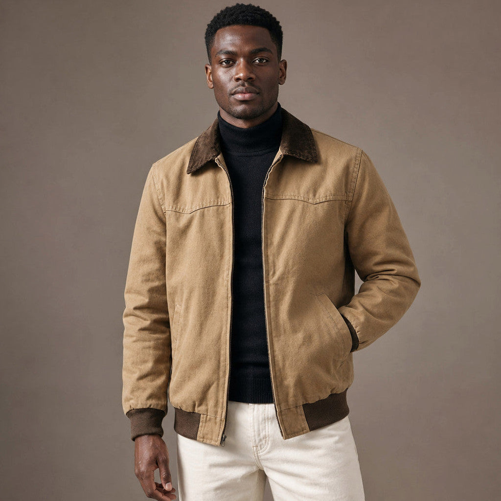 Briex | Work Jacket Cotton Blend Relaxed Fit Khaki – Product Photo