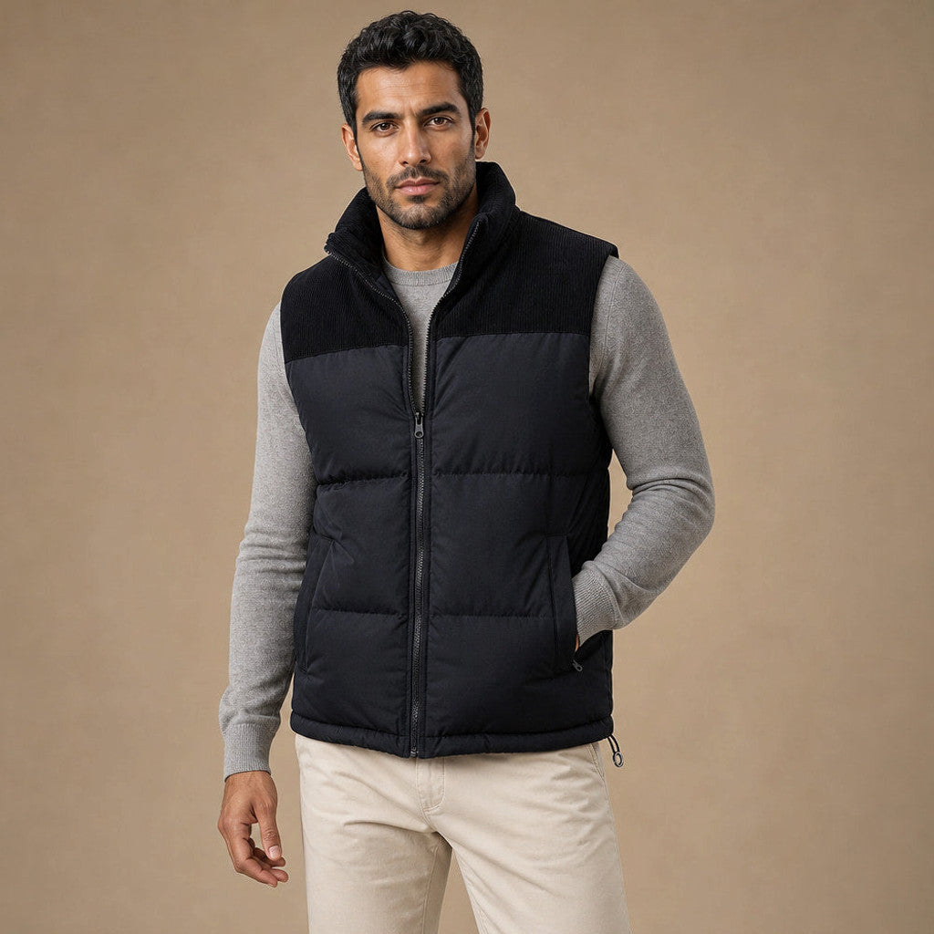 Brinex | Puffer Vest Quilted Stand Collar Black – Product Photo