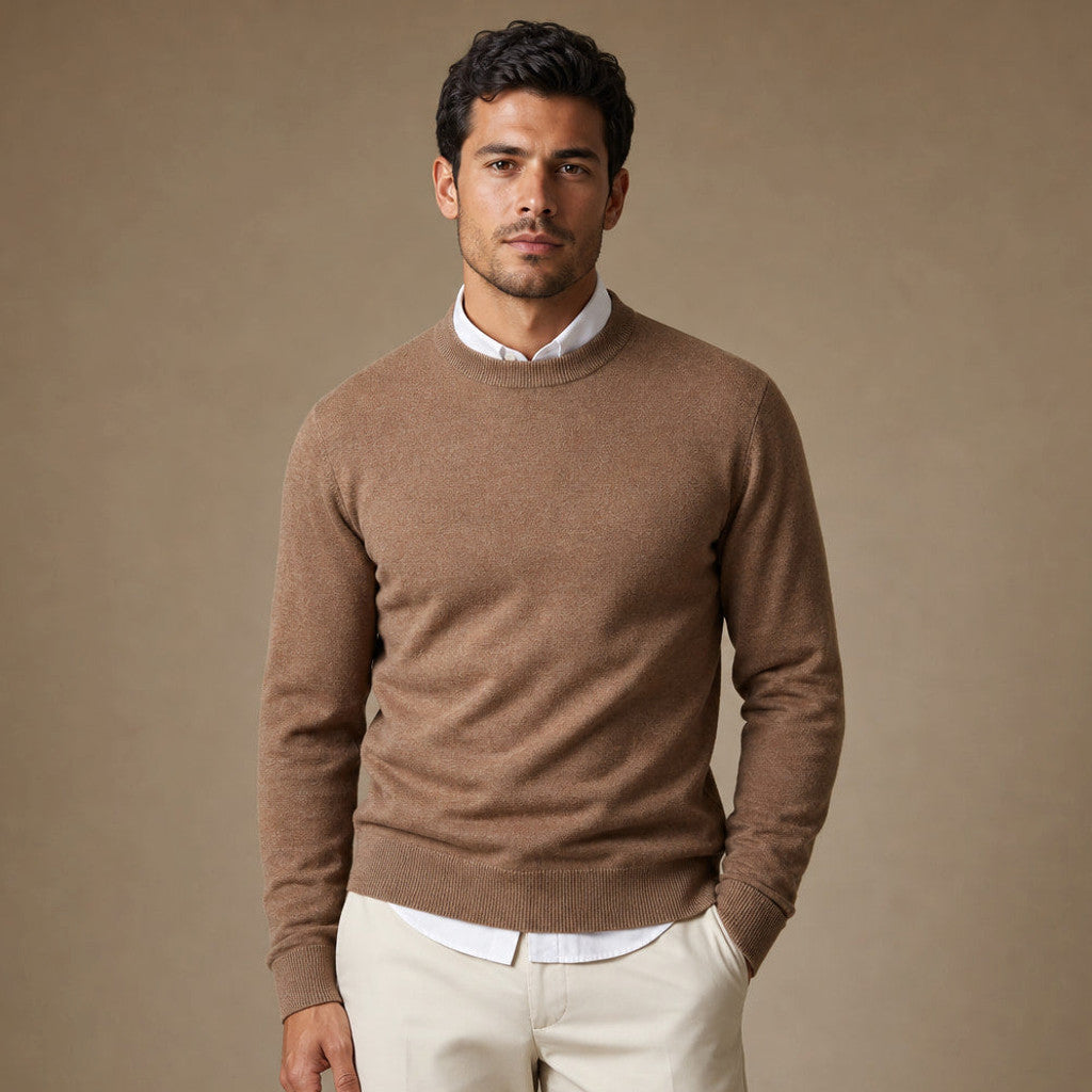 Broderick | Crewneck Jumper Contrast Piping in Black – Premium Editorial