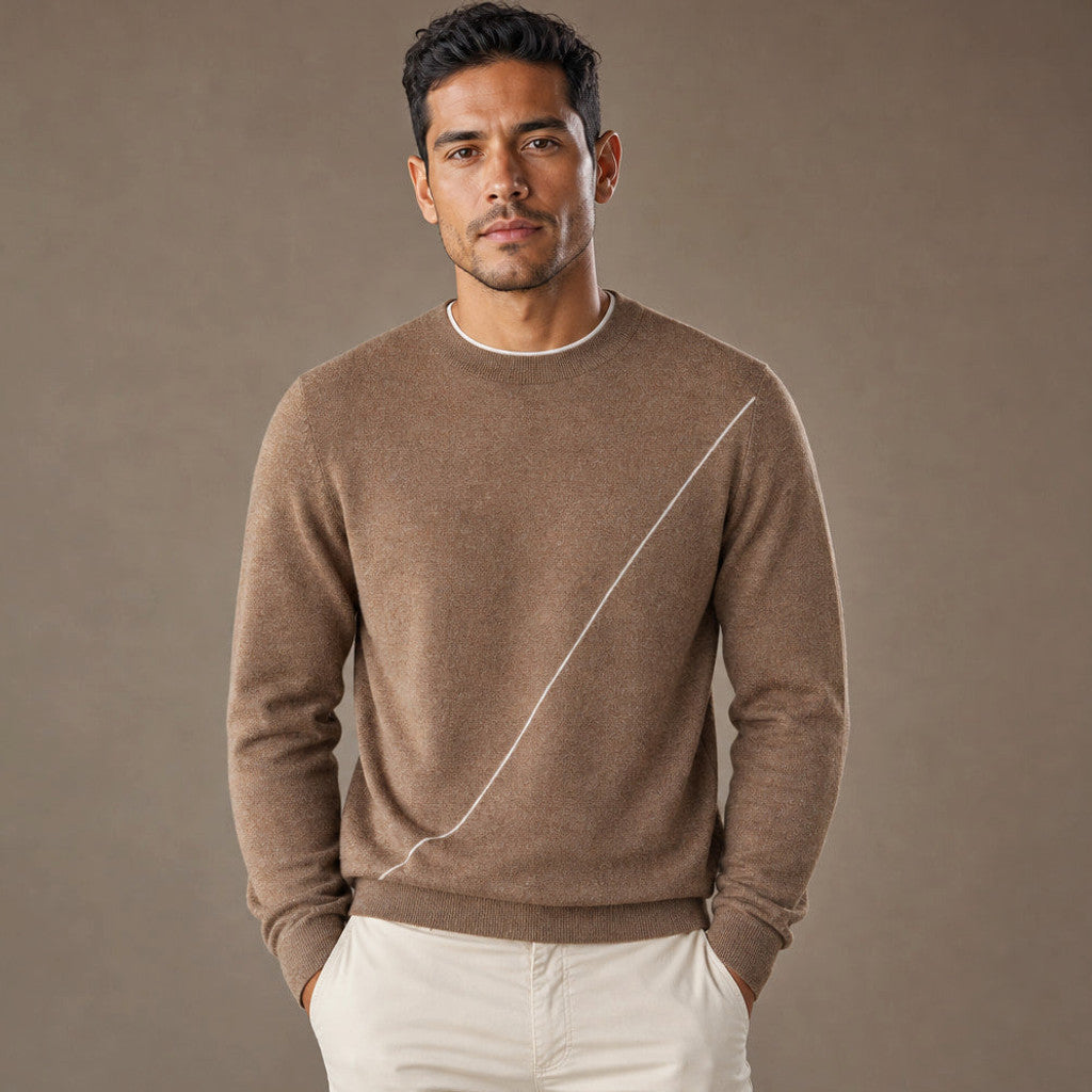 Broderick | Crewneck Jumper Contrast Piping in Dark Gray – Premium Editorial