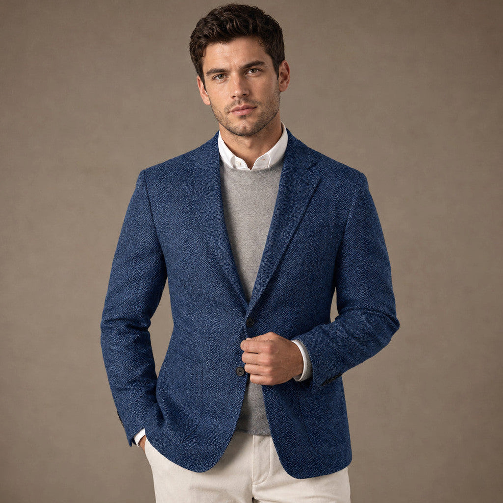 Bronor | Herringbone Blazer Regular Fit Blue – Product Photo
