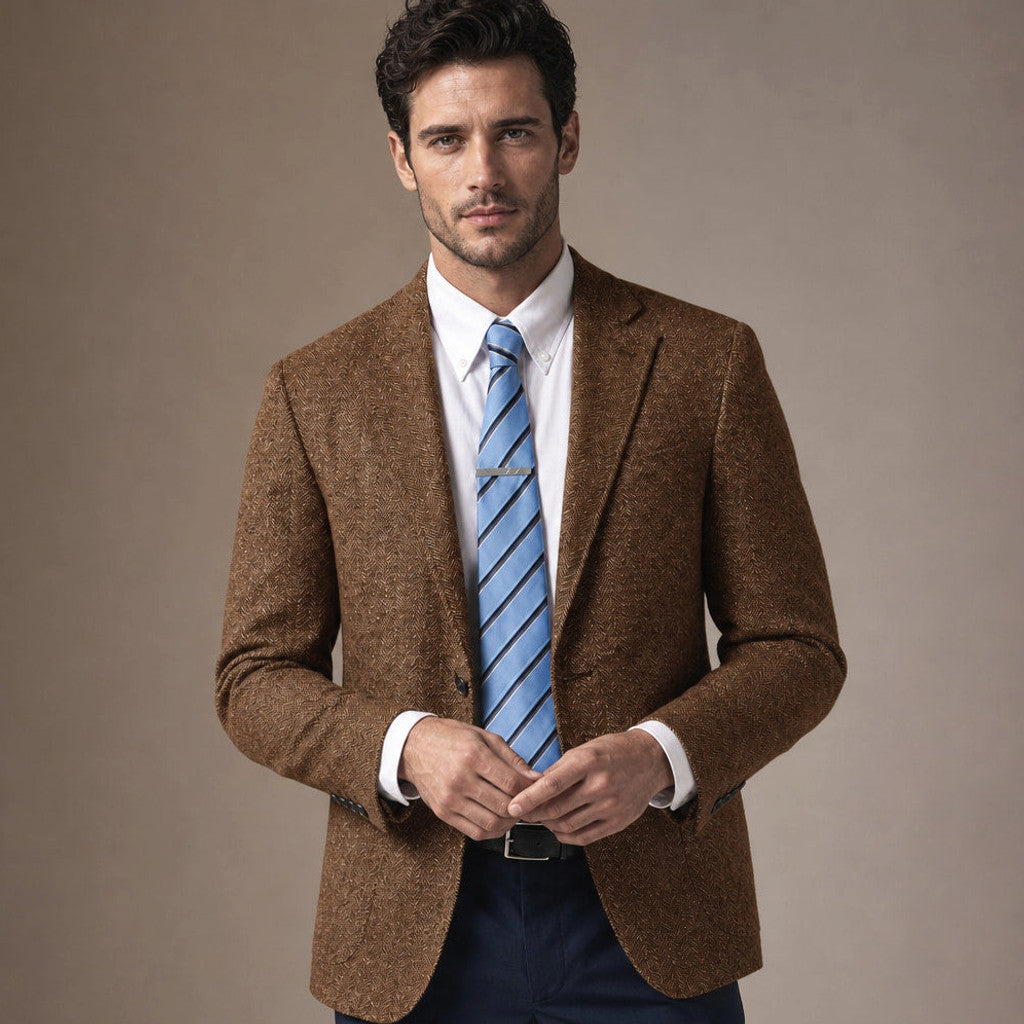Bronor | Herringbone Blazer Regular Fit Brown – Product Photo