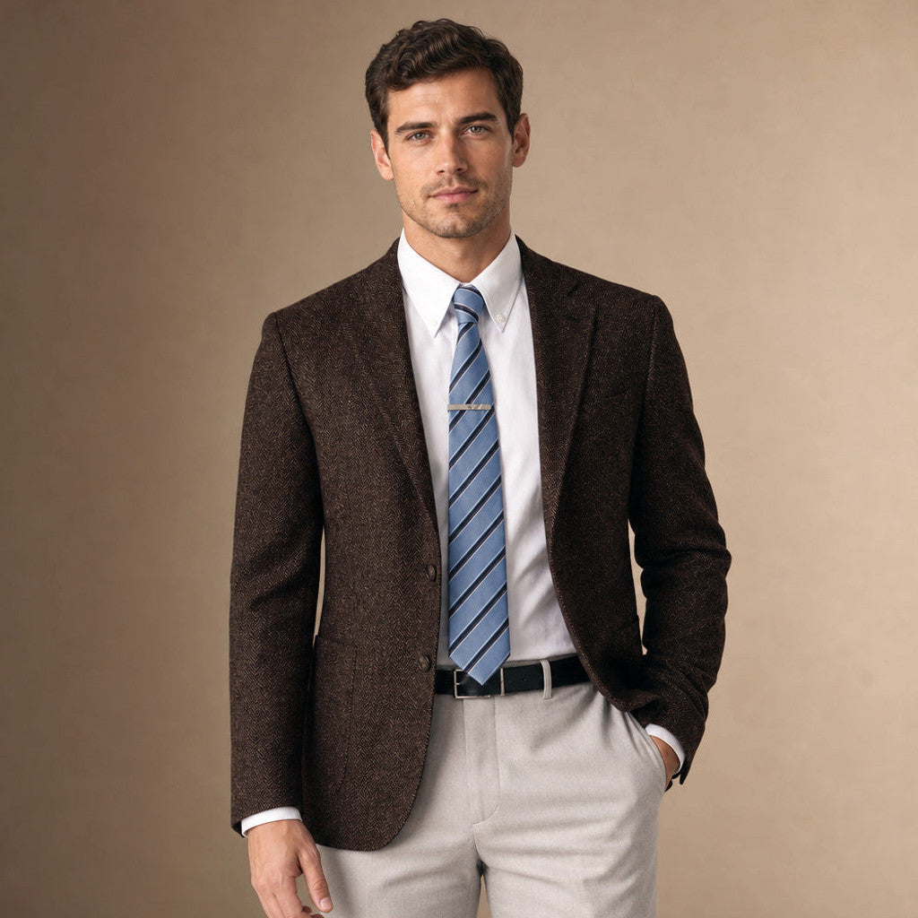 Bronor | Herringbone Blazer Regular Fit Coffee – Product Photo