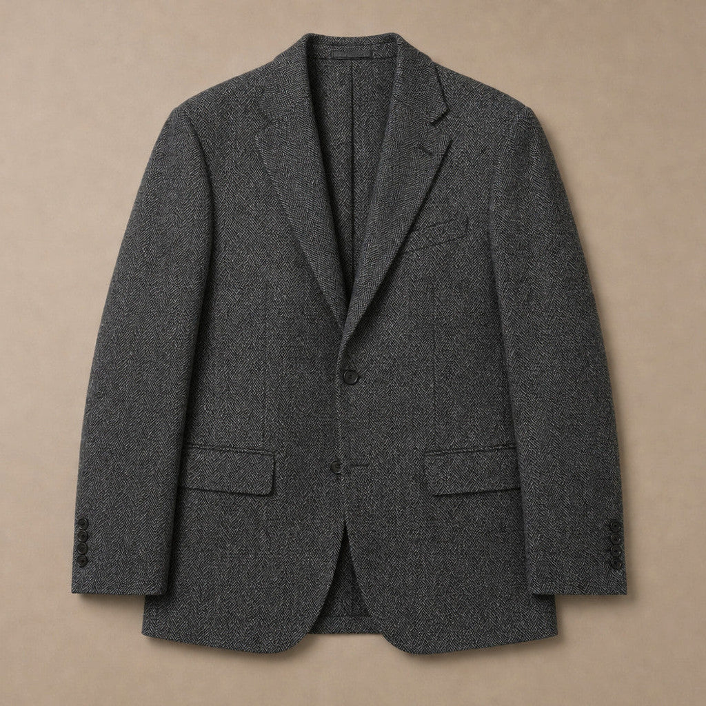 Bronor | Herringbone Blazer Regular Fit Dark Gray – Flat Lay Product Photo
