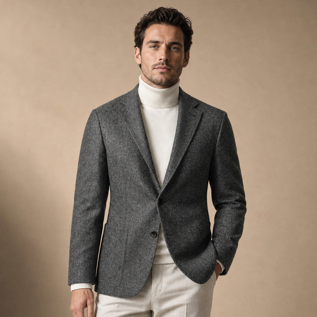Bronor | Herringbone Blazer Regular Fit in Dark Gray – Premium Editorial