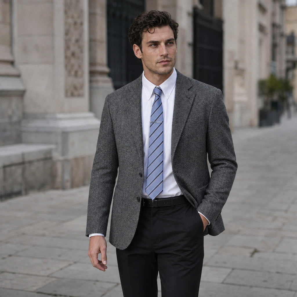 Bronor | Herringbone Blazer Regular Fit Dark Gray – Styled Editorial Shot