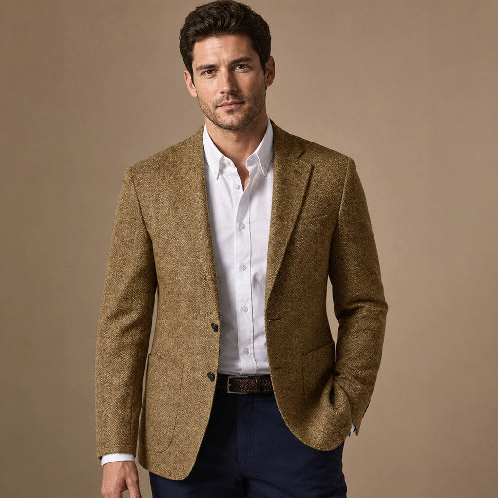 Bronor | Herringbone Blazer Regular Fit Khaki – Product Photo
