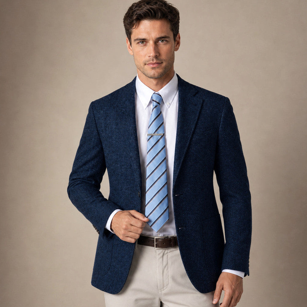 Bronor | Herringbone Blazer Regular Fit Navy – Product Photo