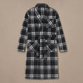 Checked Fleece Dressing Gown Shawl Collar Grey – Product Photo